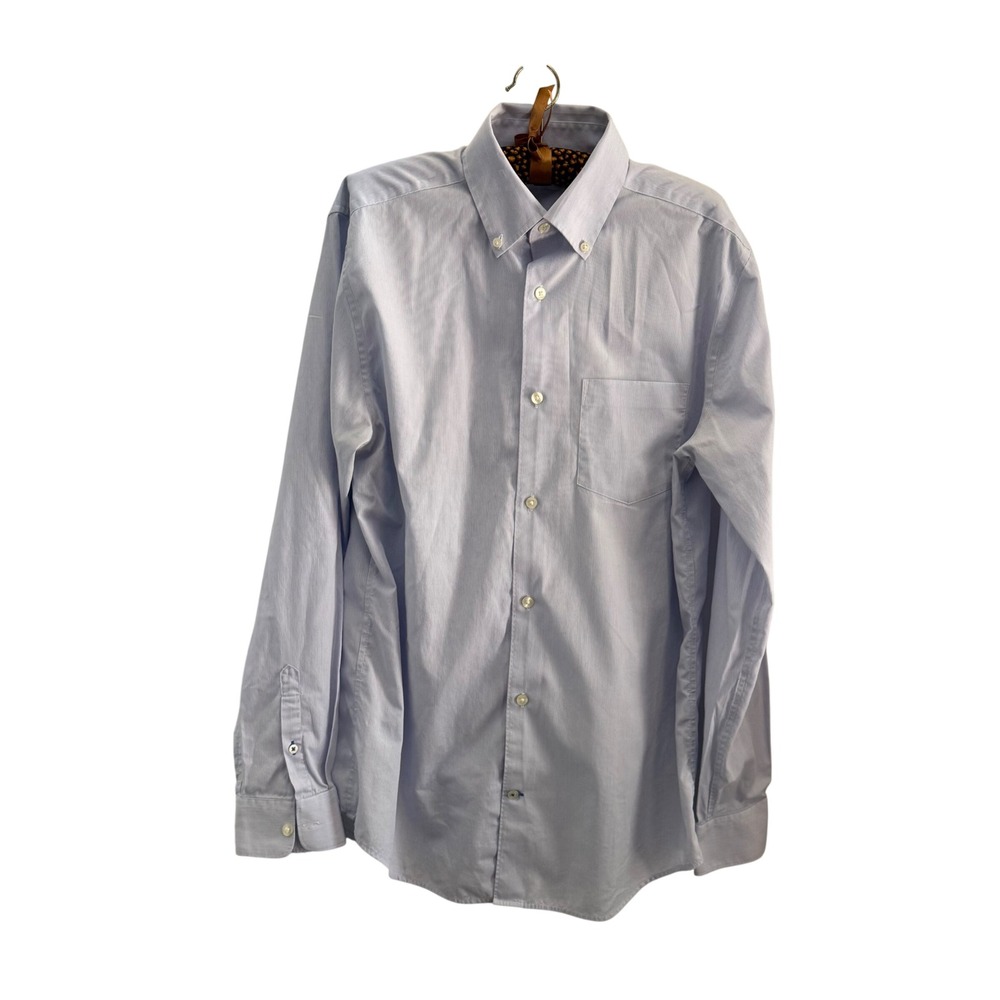 Gap Men Non-Iron Original Fit Button Down Shirt Blue White Stripe M 15-15.5